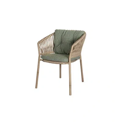 Cane-line Ocean Stacking Patio Dining Armchair Frame With Cushion In Dark Green