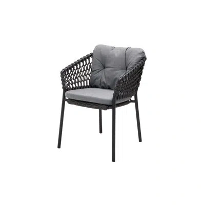 Cane-line Ocean Wicker Patio Dining Armchair With Cushion In Dark Gray,dark Gray