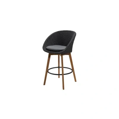 Cane-line Peacock 29.2" Patio Bar Stool With Cushion In Dark Gray