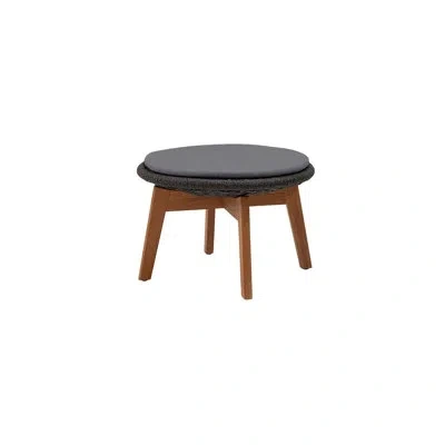Cane-line Peacock Footstool/side Table With Teak Legs In Gray Cushion,dark Gray Frame