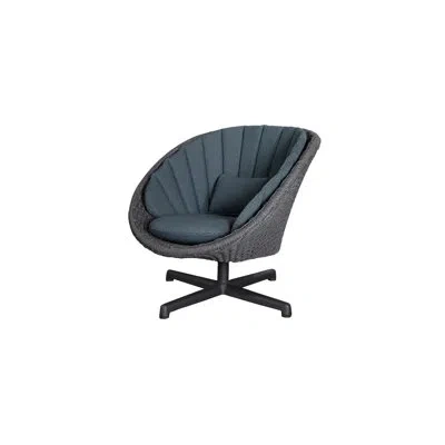 Cane-line Peacock Lounge Chair With Swivel Aluminium Base - Dark Gray/dark Blue
