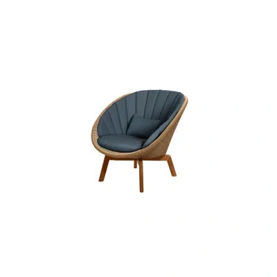 Cane-line Peacock Teak Patio Papasan Chair With Cushions In Dark Blue