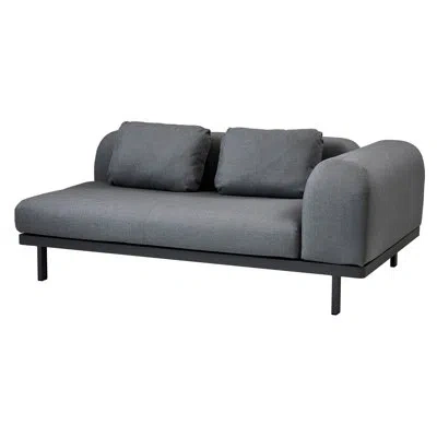 Cane-line Space 2-seater Modular Patio Sofa With Side Cushion In Gray
