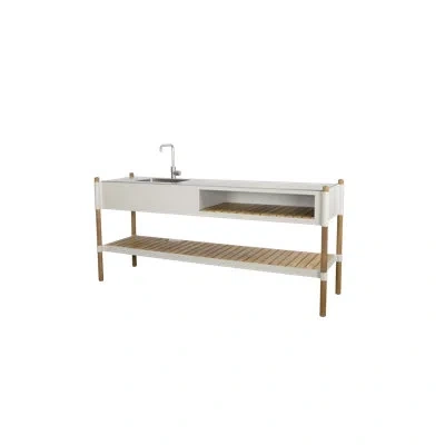 Cane-line Sticks Kitchen Module W/teak Shelf In Brown;dark Gray;white