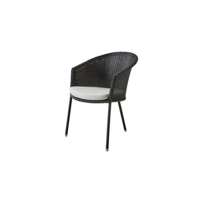 Cane-line Trinity Patio Dining Armchair With Gray/white/light Gray Cushion In White Sunbrella®