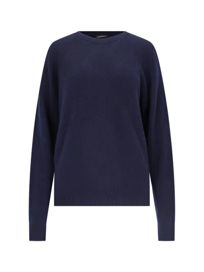 Canessa 100% Cashmere Crewneck Sweater In Blue