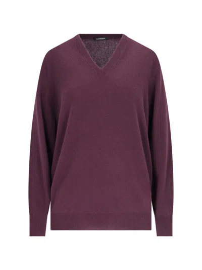 Canessa 100% Cashmere Crewneck Sweater In Purple