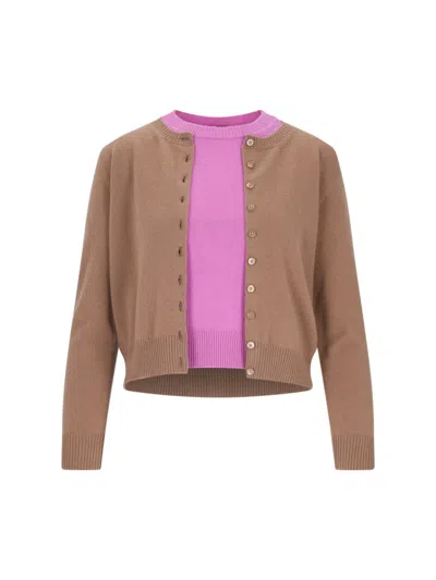 CANESSA CANESSA "CASHMERE TWINSET" BROWN CARDIGAN