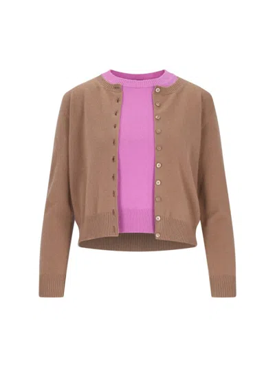 CANESSA CASHMERE TWINSET" BROWN CARDIGAN