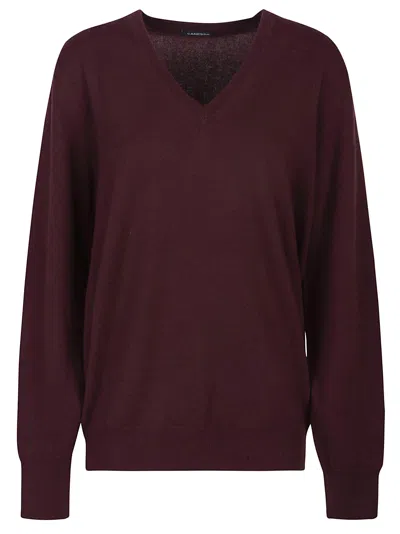 Canessa Cassiopeia V Neck Cashmere Sweater In Burgundy