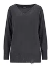 Canessa Destroyed Details Sweater In Gray Cashmere In Grey