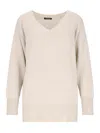 Canessa Destroyed Details Sweater In Cream Cashmere In White