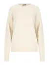 Canessa Basic Sweater In Cream Cashmere In White