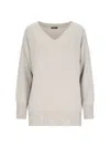 Canessa Destroyed Details Sweater In Grey Cashmere In Beige