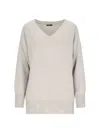 Canessa Destroyed Details Sweater In Grey Cashmere In Beige