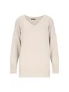 Canessa Destroyed Details Sweater In Cream Cashmere In Cream