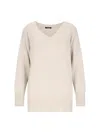 Canessa Destroyed Details Sweater In Cream Cashmere In Crema