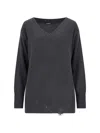 Canessa Destroyed Details Sweater In Gray Cashmere In Gray