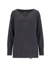 Canessa Destroyed Details Sweater In Gray Cashmere In Gray