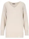 Canessa Destroyed Details Sweater In Cream Cashmere In Neutrals