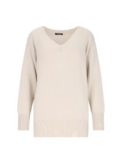 CANESSA DESTROYED DETAILS SWEATER IN CREAM CASHMERE