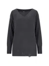 Canessa Destroyed Details Sweater In Gray Cashmere