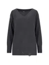 Canessa Destroyed Details Sweater In Gray Cashmere