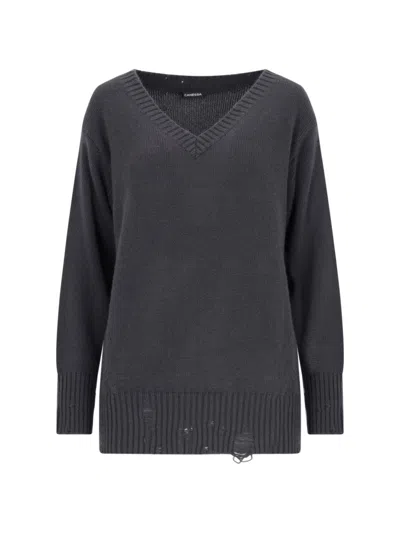 CANESSA DESTROYED DETAILS SWEATER IN GRAY CASHMERE