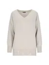 Canessa Destroyed Details Sweater In Grey Cashmere