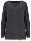 Canessa Destroyed Details Sweater In Gray Cashmere In Grey