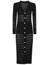 Canessa Ribbed-knit Button-front Midi Dress In Black