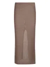 Canessa Knit Centre-split Skirt In Brown