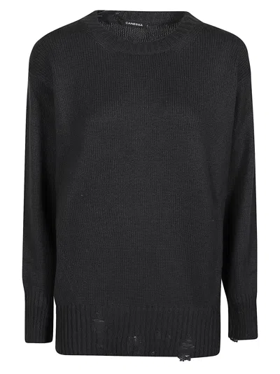 Canessa Leda Round Neck Sweater In Black