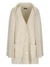 Canessa Ribbed Buttoned Cardigan In Neutral