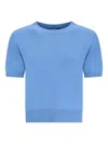 Canessa Round Neck Short-sleeve Knitted Top In Blue