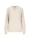 Canessa Destroyed Details Sweater In Cream Cashmere