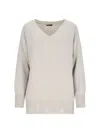 Canessa Destroyed Details Sweater In Grey Cashmere In Beige