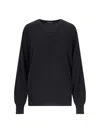 Canessa V-neck Sweater In Black Cashmere Ribbed Trim In Black