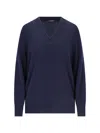 Canessa V-neck Sweater In Blue Cashmere Navy In Blue