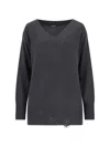Canessa Destroyed Details Sweater In Gray Cashmere In Grey