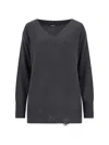 Canessa Destroyed Details Sweater In Gray Cashmere In Grey