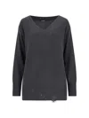 Canessa Destroyed Details Sweater In Gray Cashmere In Grey