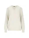 Canessa V-neck Sweater In Cream Cashmere In White
