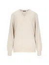 Canessa Destroyed Details Sweater In Cream Cashmere In White