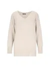 Canessa Destroyed Details Sweater In Cream Cashmere In White
