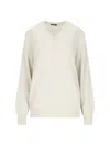 Canessa V-neck Sweater In Cream Cashmere In White