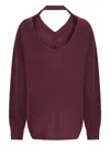 Canessa Halter-neck Ribbed Sweater In Burgundy