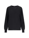 Canessa V-neck Sweater In Black Cashmere Ribbed Trim In Black