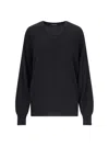 Canessa V-neck Sweater In Black Cashmere Ribbed Trim In Black