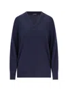 Canessa V-neck Sweater In Blue Cashmere Navy In Blue